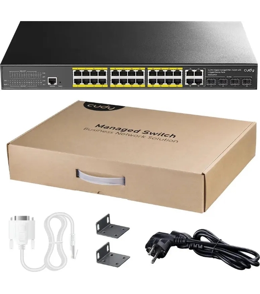 Коммутатор Cudy GS2028PS4-400W, 24×1 Гбит/с, 4×1 Гбит/с Combo (RJ-45/SFP)