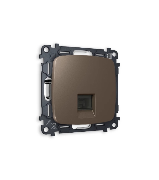 Комплект механизма компьютерной розетки OMEGA Темная бронза матовый RJ-45(8P8C) CAT6 с шторкой QUANT (OP6420, VM188) MO642010