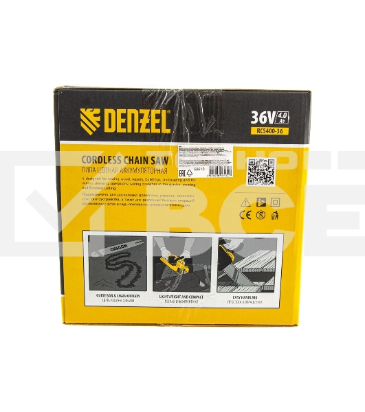 Цепная пила аккумуляторная бесщет. RCS400-36-0, Li-ion, 36 В, шина 400 мм  Denzel