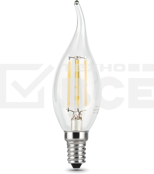 Лампа филам. Gauss Filament 5Вт цок.:E14 свеча 220B св.свеч.бел.нейт. (упак.:10шт) (104801205-D)