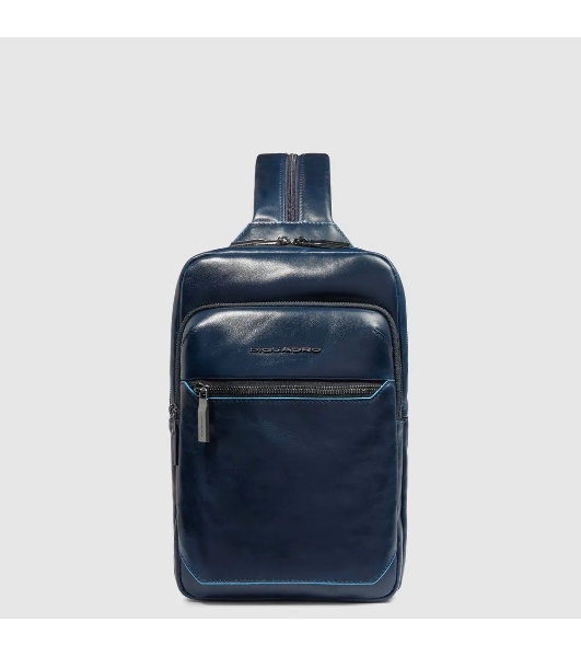 Рюкзак слинг мужской Piquadro Blue Square CA6589B2/BLU2, кожа, темно-синий