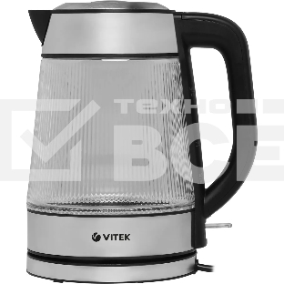 Чайник электрический Vitek VT-7017, 1.8л, 2200Вт, прозрачный, корпус: стекло