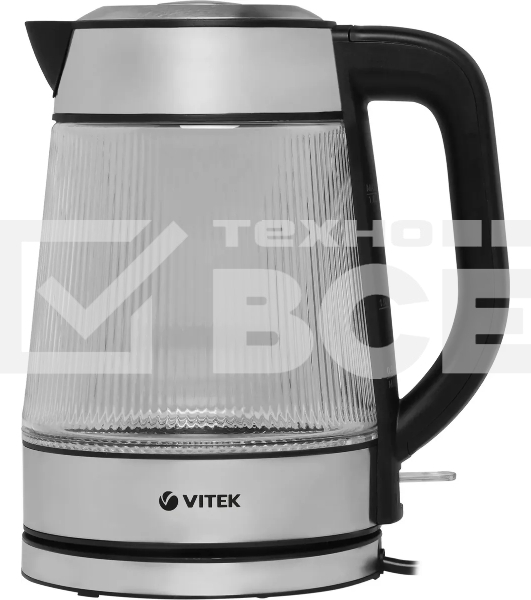 Чайник электрический Vitek VT-7017, 1.8л, 2200Вт, прозрачный, корпус: стекло