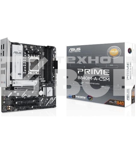 Материнская плата ASUS PRIME B840M-A-CSM, AM5, AMD B840, 4xDDR5, 4xSATA, 3xM.2, 1xPCI-E 4.0 x16, 2xPCI-E 3.0 x16, 1xRealtek 2.5Gb LAN, 2xUSB-A 10Gbps, 1xUSB-C 5Gbps, 4xUSB-A 2.0, 3x3.5 мм, 7.1, micro-ATX