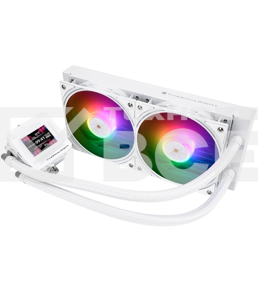 Водяное охлаждение для процессора Thermalright Frozen Warframe SE 240 ARGB White (240mm, LED temp., Black, ARGB/ Fans: 2x120mm, 70.84CFM, 29.8dBA, 2000RPM/ Pump height 59mm, Rad thickness 27mm/ S: 1851, 1700, 1200, 115X, AM5, AM4)