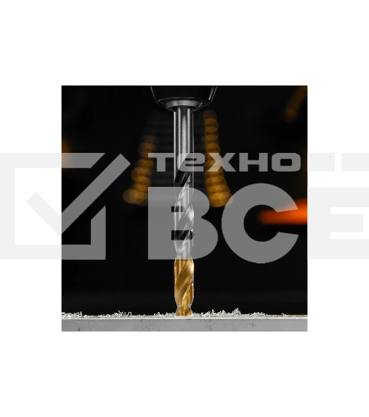 Сверло спиральное по металлу Denzel 11 x 142мм, Р6М5, Golden Tip, многогранная заточка