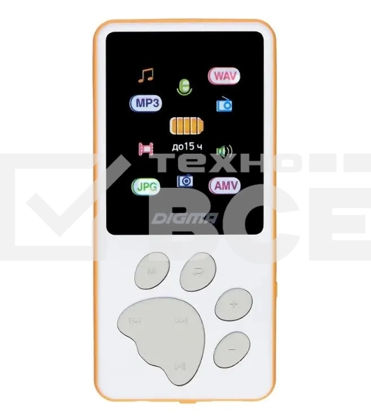 Плеер Hi-Fi Flash Digma S4 8Gb белый/оранжевый/1.8
