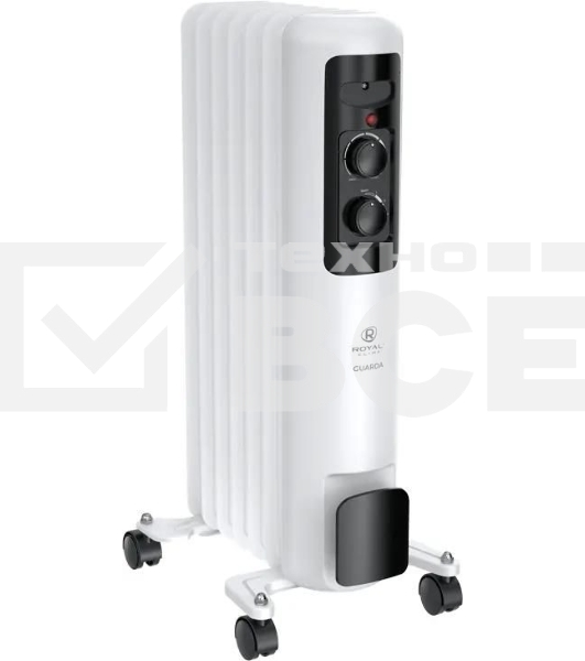 Обогреватель масляный Royal Clima Guarda ROR-GU7-1500M, с терморегулятором, 1500Вт, 6 секций, 3 режима, белый/серый