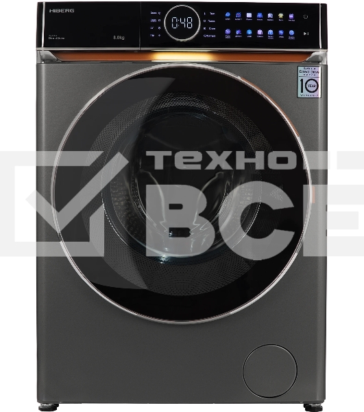 Стиральная машина HIBERG i-DDQ10 - 814 Sd Темно-серый загр. фронтальная макс.: 8 кг 1400 об/мин класс: А+++