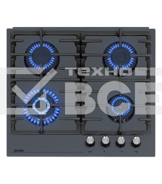 Газовая варочная поверхность Simfer H60H41G570 независимая, стекло серое