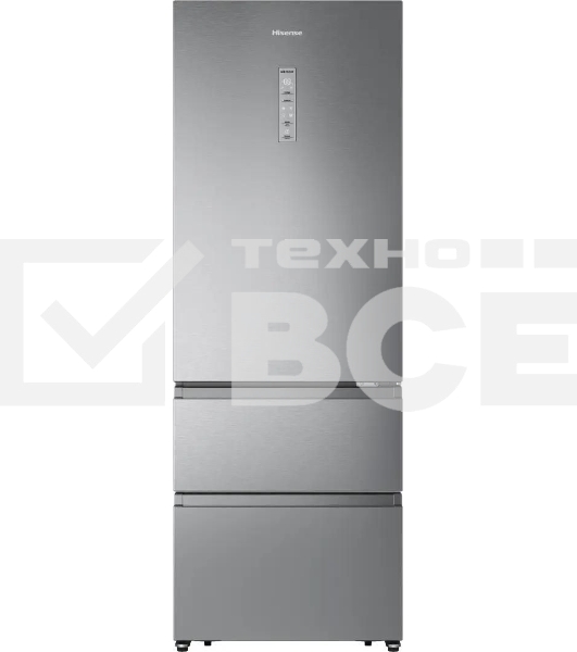 Холодильник Hisense RT641N4ACE серый, двухкамерный, 366/169, морозилка снизу, Total No Frost