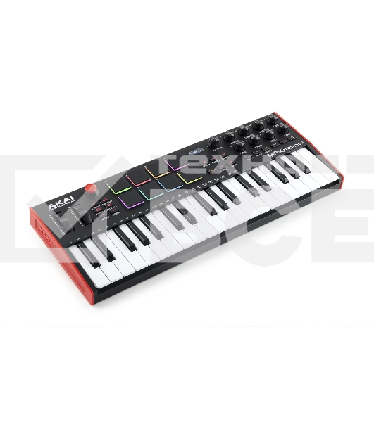 Клавиатура MIDI [MPKMINIPLUS] AKAI [MPK Mini Plus] 37 мини-клавиш, 8 пэдов с RGB, 8 энкодеров, шаговый секвенсор, арпеджиатор, колесо pitch и modulation, OLED дисплей, выходы: CV/Gate: 3 x 1/8 Pitch/Gate/Mod, 1 x 1/8 CV Clock, вход: 1/8 CV Clock MIDI