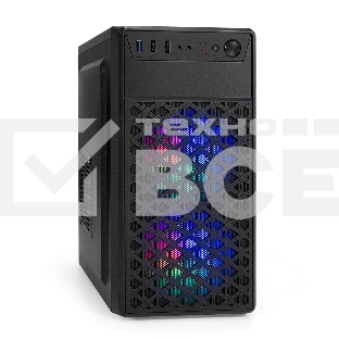 Компьютерный корпус Minitower ExeGate mEVO-7803 (mATX, без БП, 2*USB+1*USB 3.0, HD аудио, черный, 2 вент. 12см с RGb подсветкой)