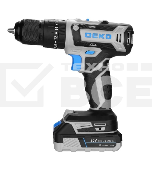 Дрель-шуруповерт аккумуляторная DEKO DKCID20FU-Li, 20В, 1 АКБ, Ударная