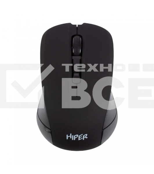 Мышь беспроводная HIPER HOMW-101, 1000-1600 dpi, оптический, 4 кнопки, Soft-touch покрытие, USB-приемник, 2,4 ГГц, батарея 1хАА, черный (HOMW-101)