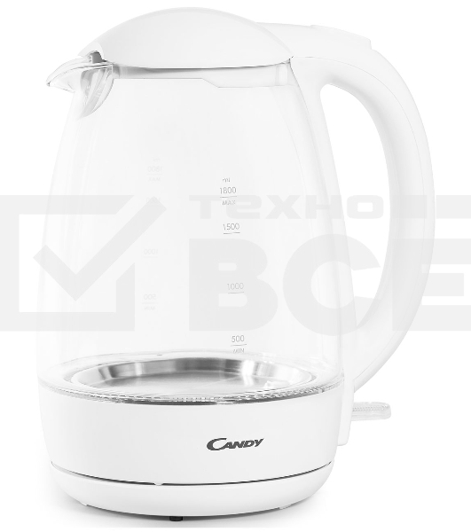 Чайник электрический Candy CK-300 1.8л. 2200Вт белый корпус: Металл/стекло/пластик