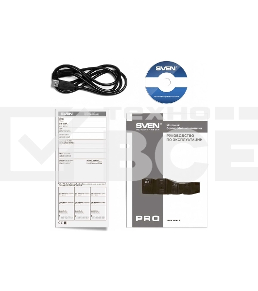 Источник бесперебойного питания SVEN Pro 1000 1000VA/720W USB, RJ-45 (3 EURO) 