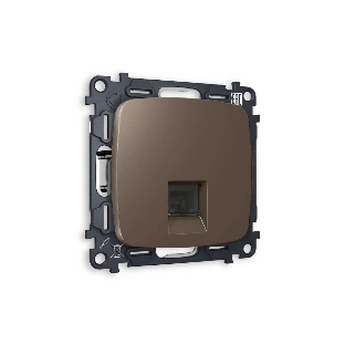 Комплект механизма телефонной розетки OMEGA Темная бронза матовый RJ-11(4P4C) с шторкой QUANT (OP6420, VM190) MO642030