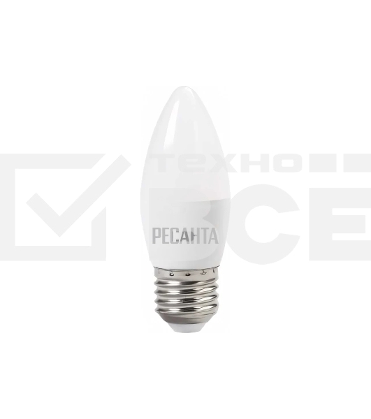 Лампа светодиодная Ресанта LL-R-C37-6W-230-4K-E27 свеча, 6 Вт, нейтр., Е27
