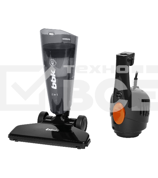 Пылесос вертикальный BBK BV2900 черный/оранжевый, питание от сети, 170 Вт, уборка сухая, пылесборник 0.8 л