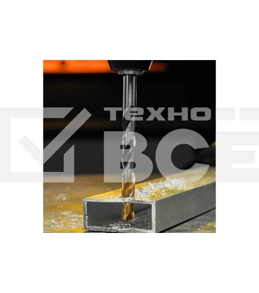 Сверло спиральное по металлу Denzel 11 x 142мм, Р6М5, Golden Tip, многогранная заточка