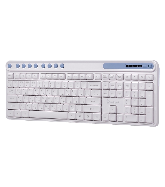 Комплект клавиатура+мышь Smartbuy 107AG беспроводной, USB, 1200 DPI, бело-голубой