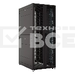Шкаф серверный ПРОФ напольный 48U (800  1200) двери двойные перф. 2 шт., черный, в сборе, фото 1