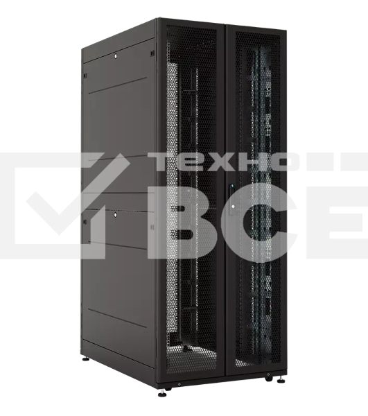 Шкаф серверный ПРОФ напольный 48U (800  1200) двери двойные перф. 2 шт., черный, в сборе