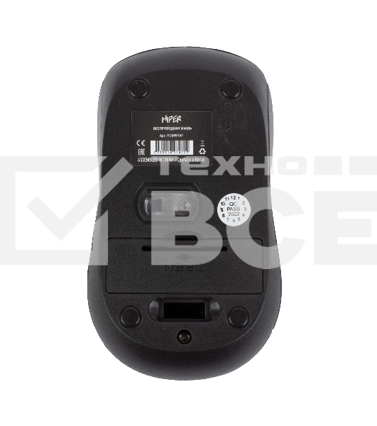 Мышь беспроводная HIPER HOMW-061 черный, 1000 dpi, радиоканал, USB, кнопки - 3