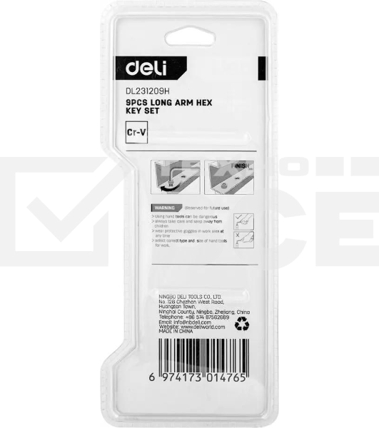 Набор шестигранных ключей Deli DL231209H Материал: CR-V. Спецификация: 1,5,2,2,5,3,4,5,6,8,10мм.