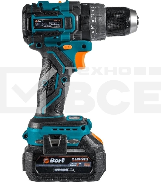 Дрель-шуруповерт Bort BAB-21U, Аккумуляторная, 21В, 2 АКБ, Кейс
