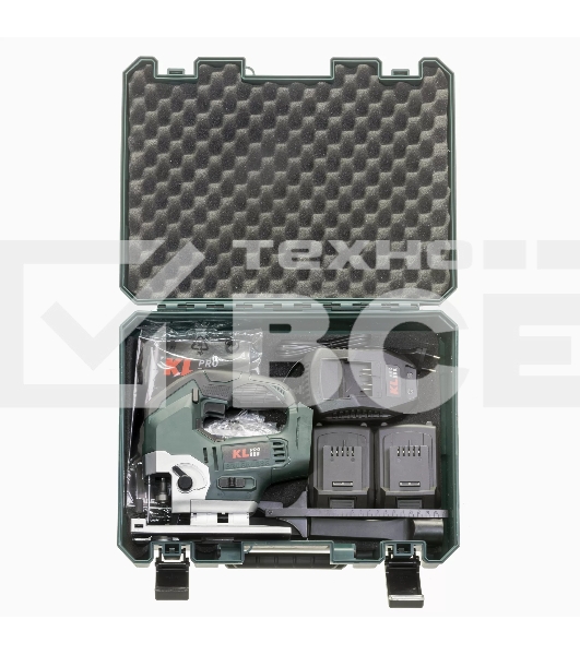 Лобзик электрический профессиональный бесщеточный KLPRO KLDT18B-20 (18В, Li-ion-2шт, 2.0А·ч, патрубок для пылесоса, полотна (дерево/металл, З/У, кейс)