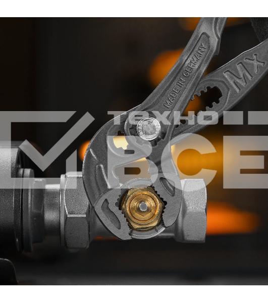 Клещи переставные Denzel кнопочный механизм, обливные рукоятки, 250 мм