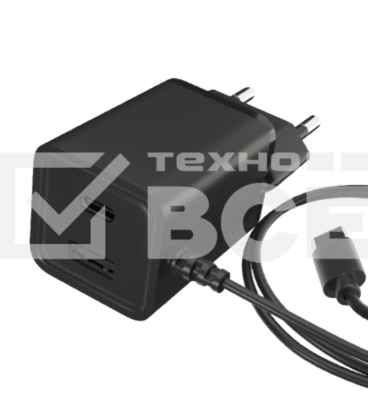Сетевое зарядное устройство Maxvi A304T Type-C\USB 3A 15W + литой кабель Type-C 1.2м, черный