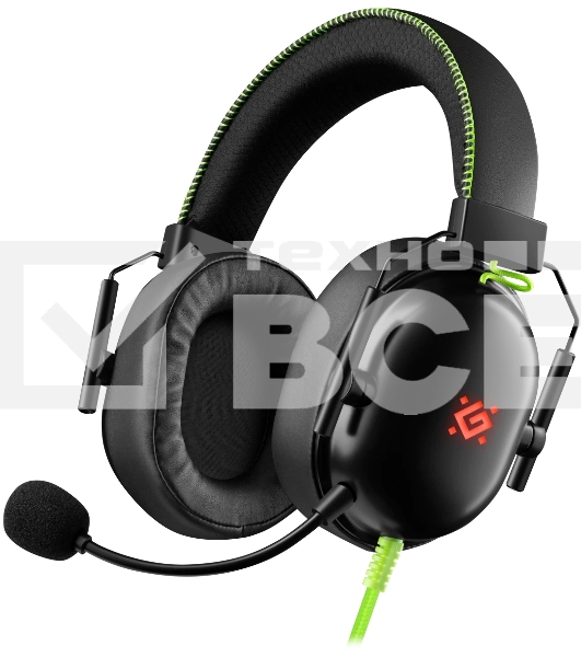 Гарнитура проводная игровая Defender Toxic черный, 7.1, LED, провод 2 м