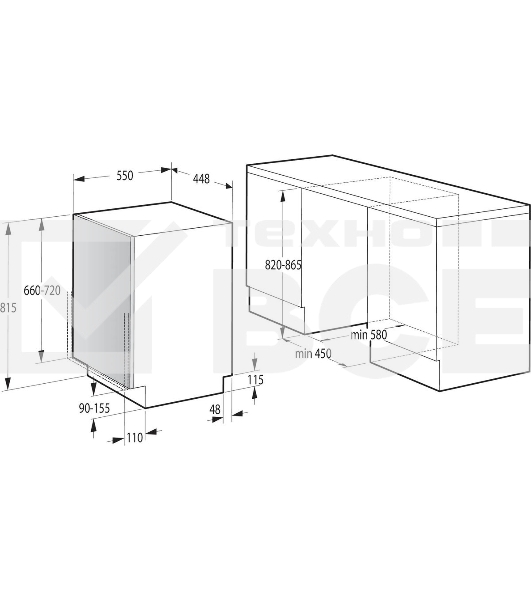 Встраиваемая посудомоечная машина Gorenje GV561D10, узкая, ширина 44.8см, полновстраиваемая, загрузка 11 комплектов