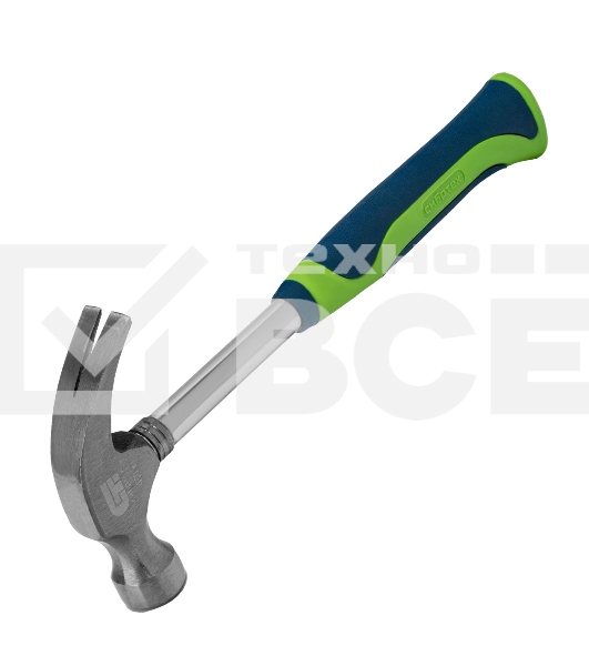 Молоток-гвоздодер Сибртех металлическая трубчатая обрезиненная рукоятка, вес 450 гр., боек 27 мм