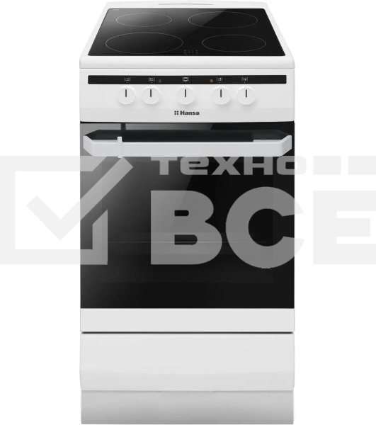 Плита электрическая Hansa FCCW54002 белый, конфорок 4 шт, духовка 68 л, 50 см x 85 см x 60 см