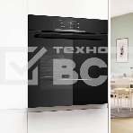 Встраиваемый духовой шкаф с добавлением пара Bosch HQG572EB3 Serie 4, Auto Pilot 15, объем 71 л , 9 режимов нагрева, 3D Hotair, Soft move door,телескопические направляющие 1уровень,гидролиз и пиролиз, сенсорное управление, черный+профиль из нержавеющей стали, фото3