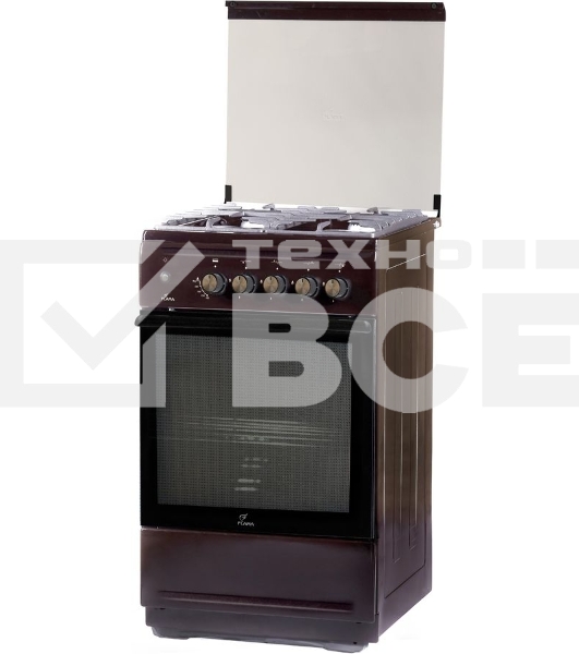 Плита Газовая Flama N FG 24239 B коричневый (стеклянная крышка) реш.чугун