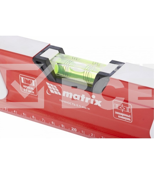 Уровень Matrix алюминиевый, магнит фрезеров 3 глазка 2 комп, рукоятки, 1200 мм