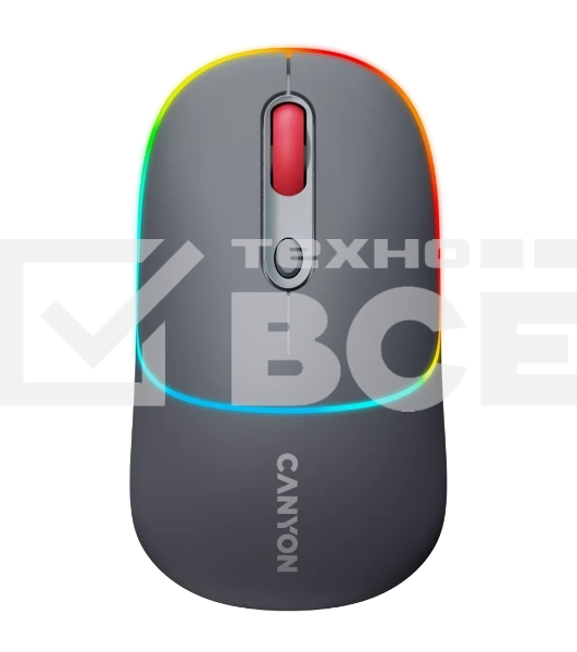 Мышь беспроводная Canyon MW-22 темно-серый, 1600 dpi, радиоканал, Bluetooth, USB, кнопки - 4