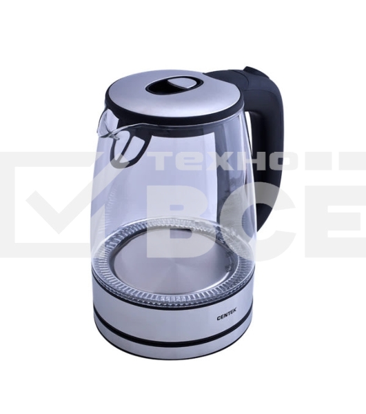 Чайник Centek CT-0030 стекло 1.7л, 2200Вт, внутр. LED подсветка,защита от вкл б/воды