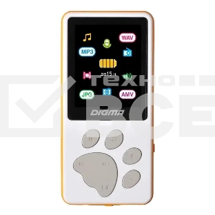 Плеер Hi-Fi Flash Digma S4 8Gb белый/оранжевый/1.8