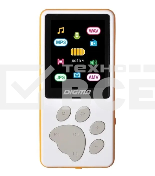 Плеер Hi-Fi Flash Digma S4 8Gb белый/оранжевый/1.8
