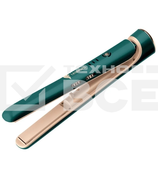 Выпрямитель для волос Leonord LE-1203W беспроводной, зеленый/золотистый, 20 мм, 200 °C, 4 режима