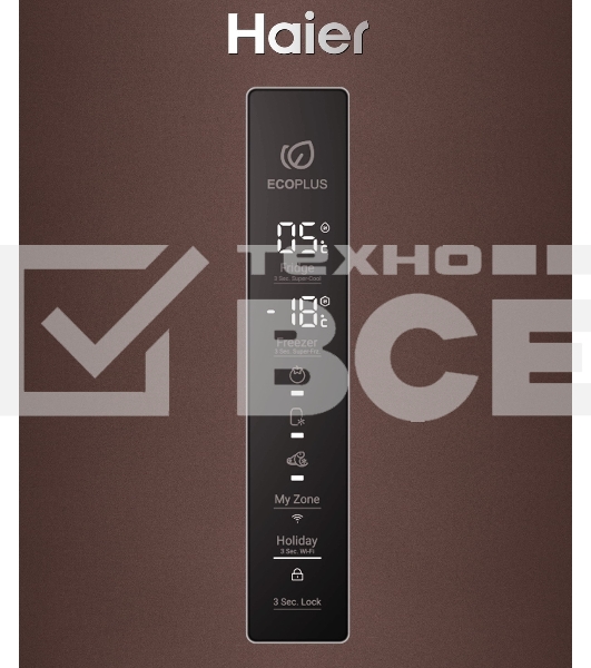 Холодильник Haier C4F740CLBGU1 коричневый двухкамерный 286/115л морозилка снизу, No Frost