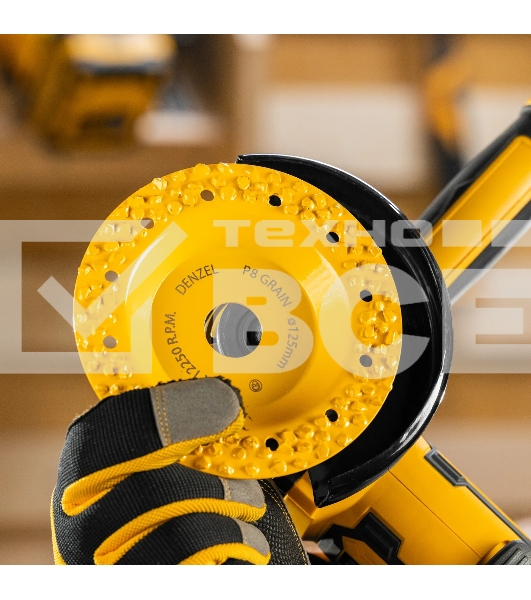 Чашка твердосплавная зачистная Denzel 125 мм, плоская, крупное зерно #8