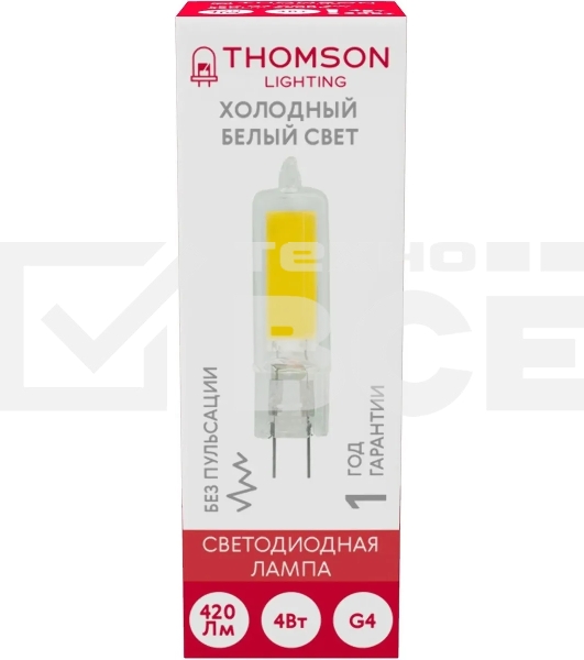 Лампа cветодиодная LED Thomson TH-B4219 G4, капсульная, 4Вт, 6500К, белый холодный, 1 шт.