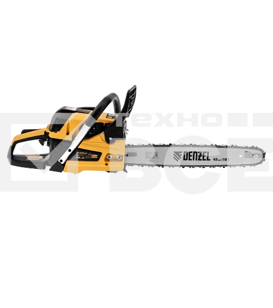 Пила цепная бензиновая Denzel DS-5218, шина 45 см, 52см3, 3 л.с., шаг 0,325, паз 1,5 мм, 72 зв